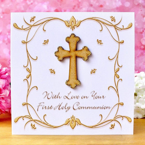 First Holy Communion Card - Rustic Sparkle Main