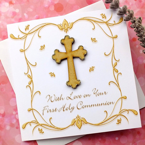 First Holy Communion Card - Rustic Sparkle Alternate View