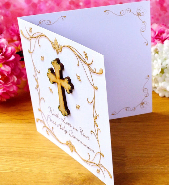 First Holy Communion Card - Rustic Sparkle Side