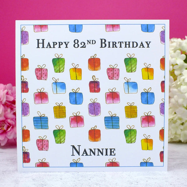 Personalised 'Gift Box' Birthday Card - Any Name &amp; Age Front