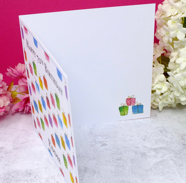 Personalised 'Gift Box' Birthday Card - Any Name &amp; Age Inside