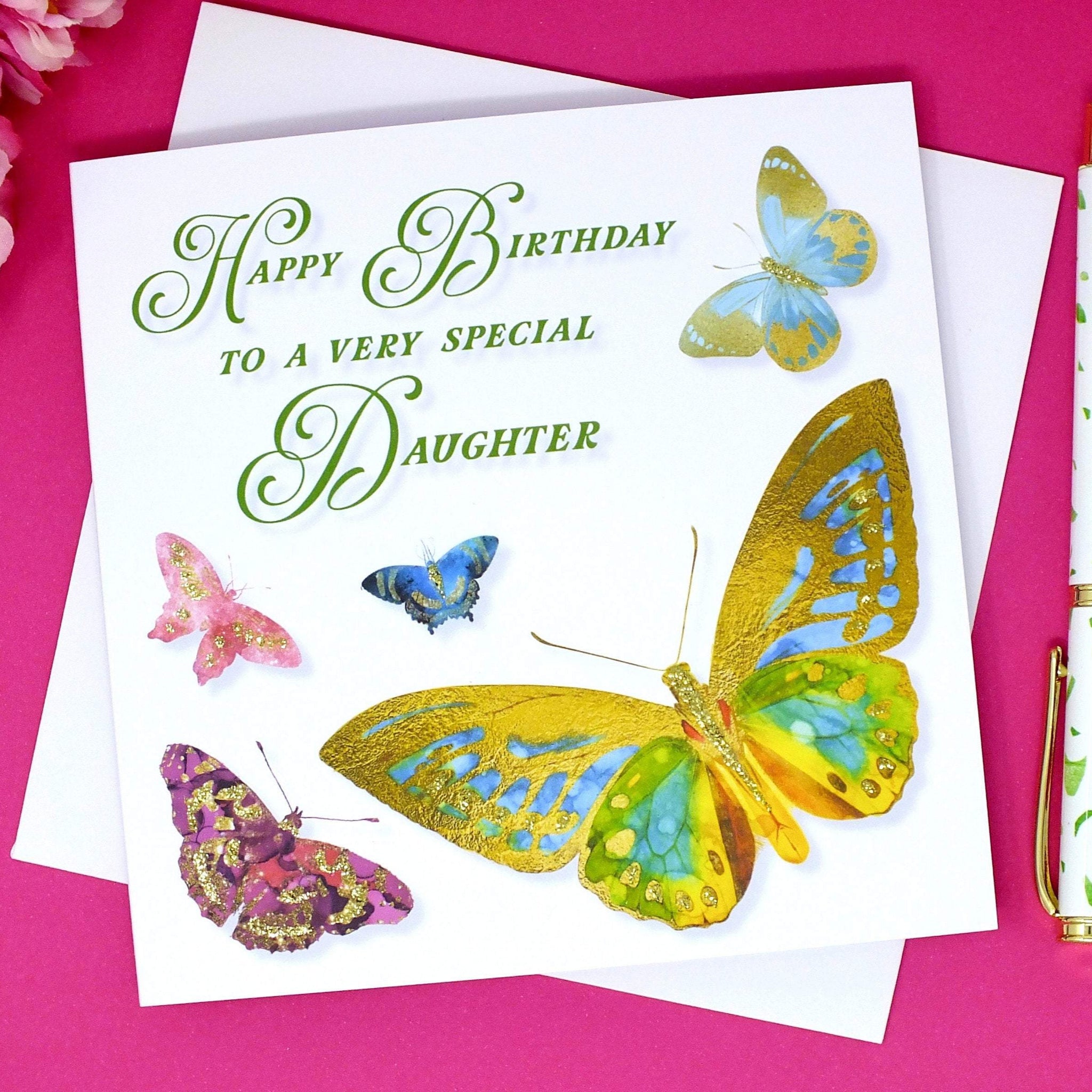 Special Daughter Birthday Card - Butterflies Main