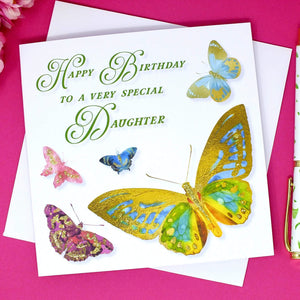 Special Daughter Birthday Card - Butterflies Main