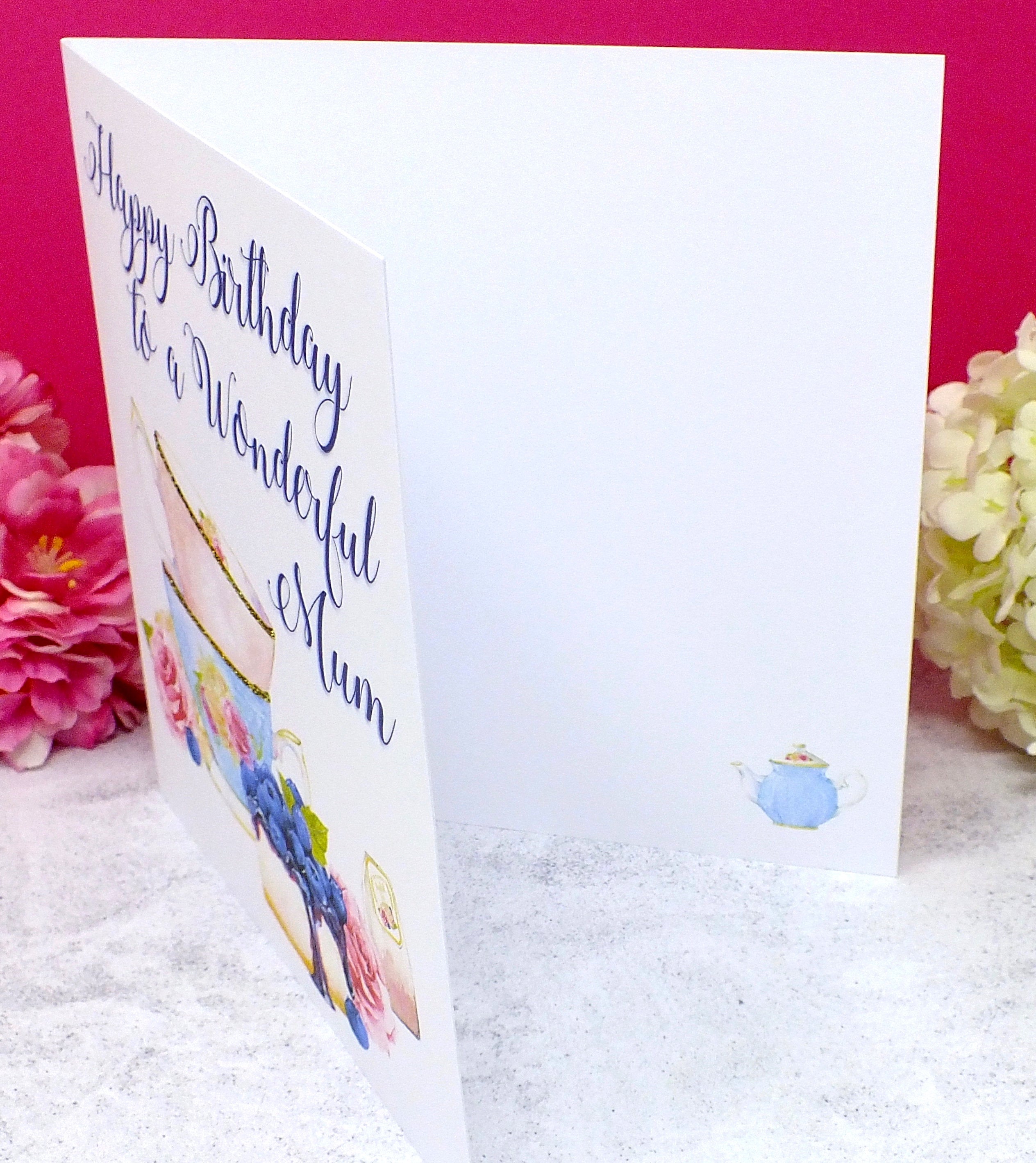 Afternoon Tea Birthday Card for Mum Side